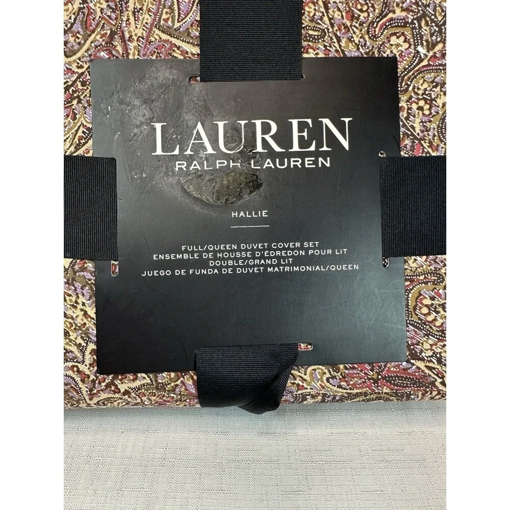 RALPH LAUREN Hallie Duvet Cover Sham Set Full/Queen Cotton Clay Tan Multi $300